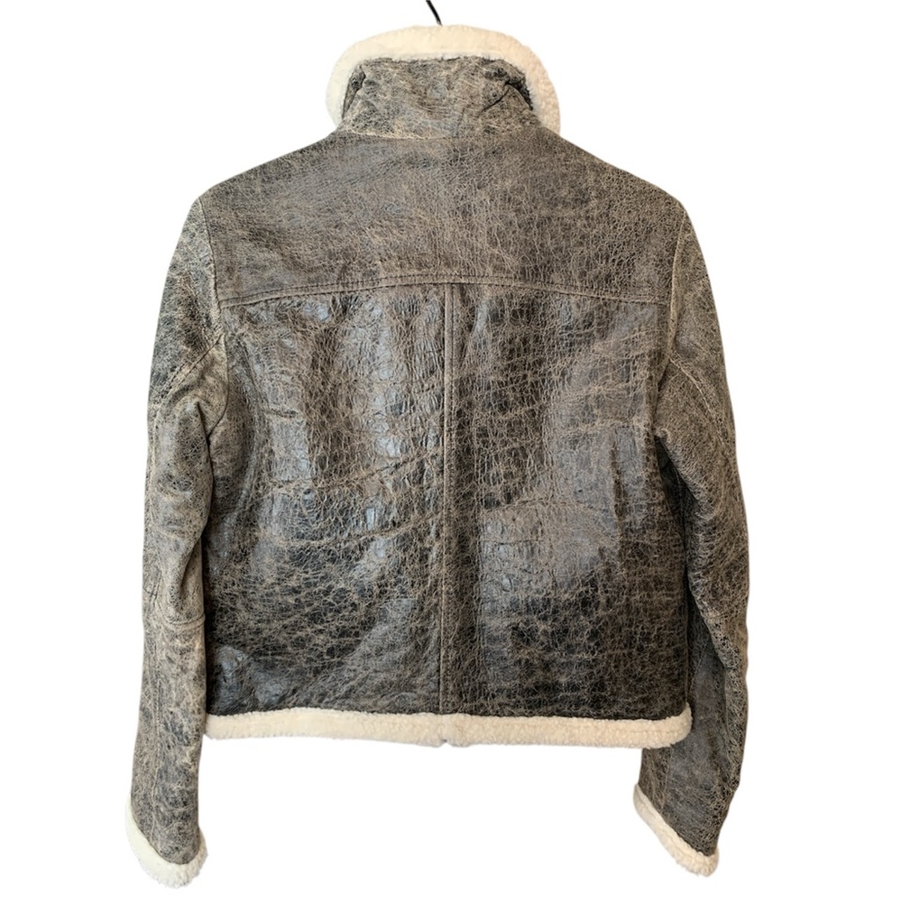 Leather Fleece Aviator Jacket - Picture 2 of 4
